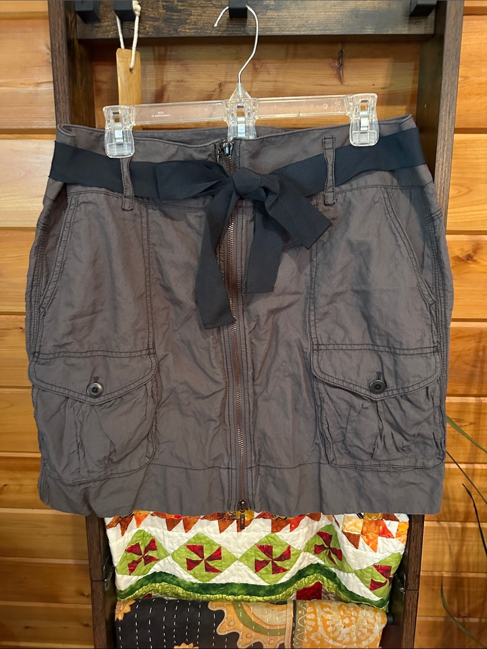 LOFT Gray Cargo Skirt with removable Waist Tie